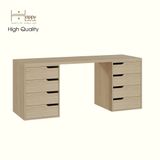  HAPPY FURNITURE , Bàn làm việc 8 ngăn kéo - ASO, BAN_147 , 180cm x 59cm x 75cm DxRxC 