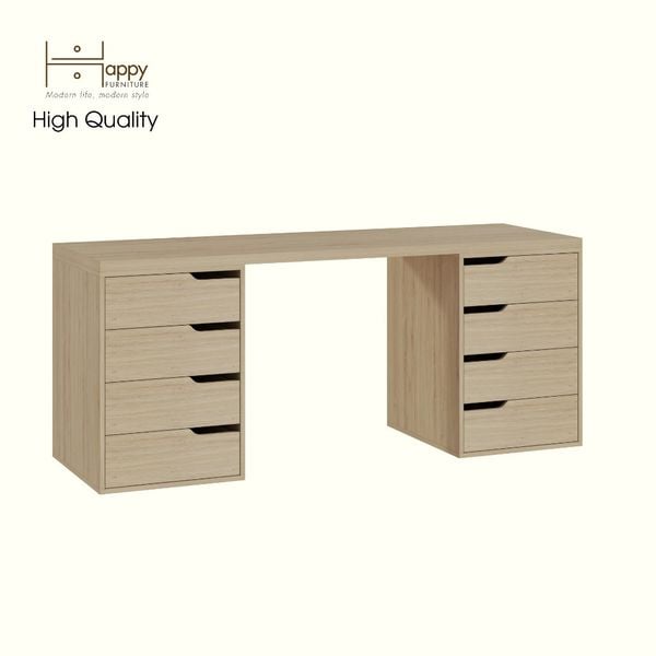  HAPPY FURNITURE , Bàn làm việc 8 ngăn kéo - ASO, BAN_147 , 180cm x 59cm x 75cm DxRxC 