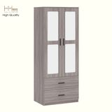  HAPPY FURNITURE , Tủ quần áo 2 ngăn kéo 2 cửa mở - TASY ,TCM_266 , 80cm x 54cm x 200cm DxRxC 