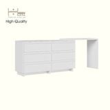  HAPPY FURNITURE , Tủ lưu trữ 6 ngăn kéo kết hợp bàn - VENNI , BAN_114 , 230cm x 45cm x 85cm DxRxC 