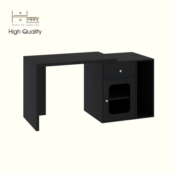  HAPPY FURNITURE , Bàn làm việc 1 ngăn kéo 1 cửa kính - NOAH , BAN_161 , 150cm x 59cm x 75cm DxRxC 