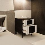  HAPPY FURNITURE , Táp đầu giường 2 ngăn kéo chân sắt - TAKO , THK_130 , 40cm x 40cm x 53cm 