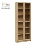  HAPPY FURNITURE , kệ sách 6 tầng cửa kính tích hợp đèn led - CATY , KSA_010_LED , 80cm x 30cm x 202cm 