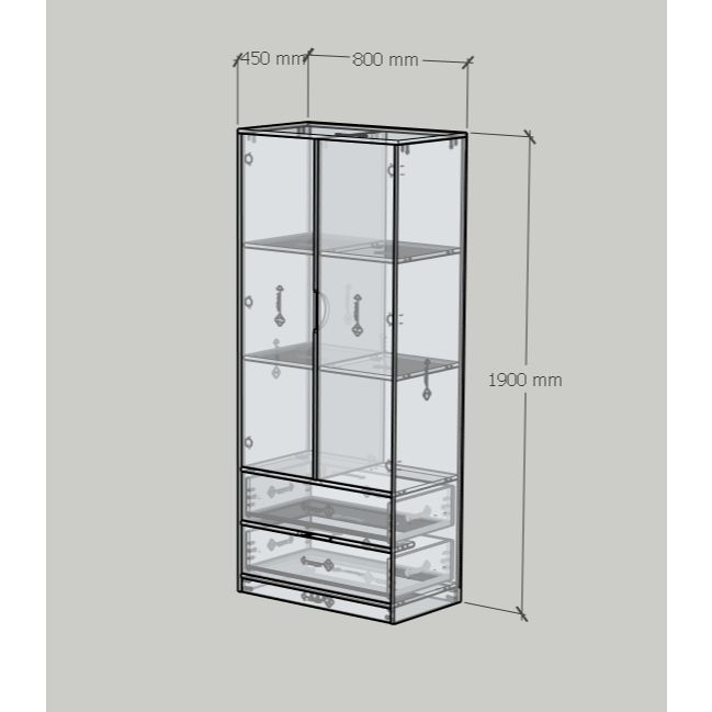  HAPPY FURNITURE ,Tủ lưu trữ 2 cửa mở 2 ngăn kéo - LAYLA , TCM_272 , 80cm x 45cm x 190cm DxRxC 