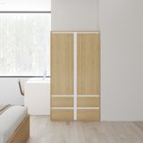  HAPPY FURNITURE , Tủ quần áo 2 cửa mở 4 ngăn kéo - ELIS , TCM_285 , 100cm x 55cm x 180cm DxRxC 