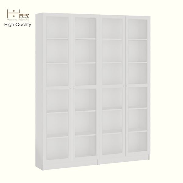  HAPPY FURNITURE , COMBO 2 kệ sách 6 tầng cửa kính - CATY , KSA_087 , 160cm x 30cm x 202cm DxRxC 