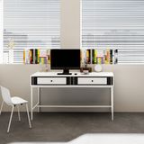  HAPPY FURNITURE , Bàn làm việc 2 ngăn kéo chân sắt - TAKO , BAN_073 , 140cm x 59cm x 75cm 