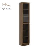  HAPPY FURNITURE , kệ sách 6 tầng cửa kính size nhỏ - CATY , KSA_011 , 40cm x 30cm x 202cm 