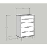  HAPPY FURNITURE , Tủ đựng đồ 5 ngăn kéo chân sắt - SWEETY , THK_082 , 80cm x 45cm x 120cm 