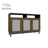  HAPPY FURNITURE , Tủ lưu trữ 3 cửa mở chân sắt - ROTAN , TCM_134 , 140cm x 40cm x 90cm 