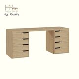  HAPPY FURNITURE , Bàn làm việc 8 ngăn kéo - ASO, BAN_147 , 180cm x 59cm x 75cm DxRxC 