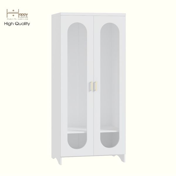  HAPPY FURNITURE , Tủ quần áo 2 cửa kính - CHEVY, TCM_228 , 80cm x 59cm x 180cm DxRxC 