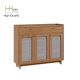  HAPPY FURNITURE , Tủ giày 3 cánh mây - MEYDAN , TCM_057 , 120cm x 34cm x 100cm 