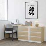  HAPPY FURNITURE , Tủ lưu trữ 6 ngăn kéo kết hợp bàn - ELIS , BAN_173 , 204cm x 45cm x 72cm DxRxC 