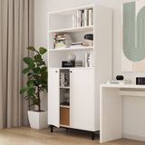 HAPPY FURNITURE , Kệ sách 6 tầng 2 cửa mở chân sắt - CATY , KSA_016 , 90cm x 40cm x 180cm 