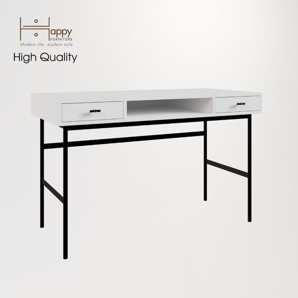  HAPPY FURNITURE , Bàn làm việc 3 ngăn chân sắt - BECKY ,  BAN_005 , 120cm x 55cm x 75cm 