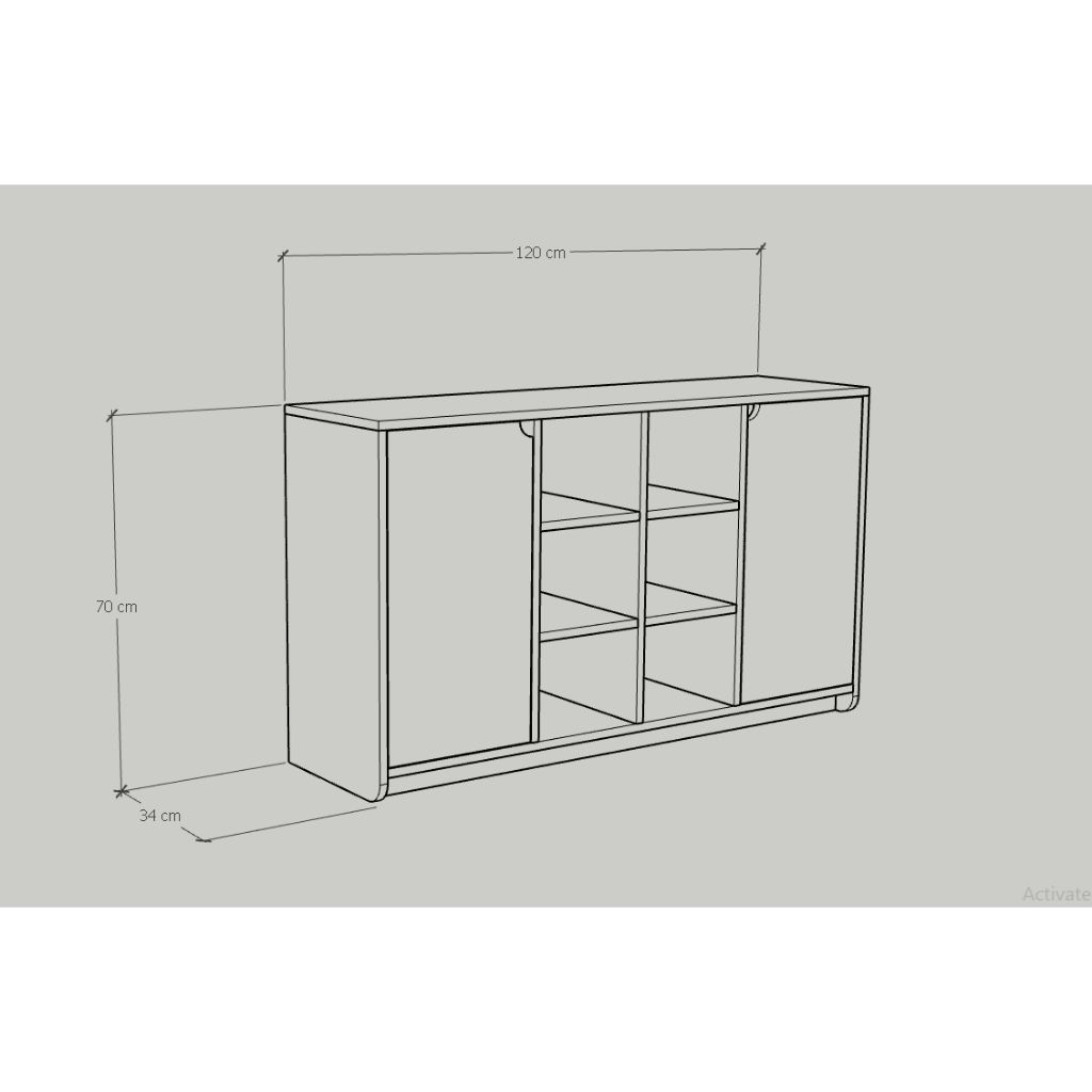  HAPPY FURNITURE , Tủ lưu trữ 2 cửa mở - CIRCLE , TCM_070 , 120cm x 34cm x 70cm 