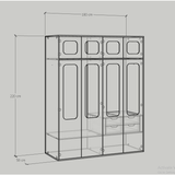  HAPPY FURNITURE , Tủ quần áo 1m8x2m2 cánh mây - MEYDAN , TCM_053 , 180cm x 58cm x 220cm 