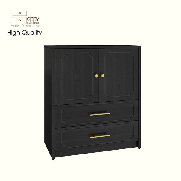  HAPPY FURNITURE , Tủ lưu trữ 2 cửa mở 2 ngăn kéo - NERIS , TCM_146 , 70cm x 36cm x 80cm 