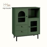  HAPPY FURNITURE , Tủ lưu trữ cửa kính 2 cửa mở Chân sắt - SISEEL , TLT_010 , 70cm x 32cm x 82cm 