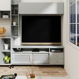  HAPPY FURNITURE , Tủ lưu trữ 2 cánh lùa 2 ngăn kéo chân sắt - ROTAN , TCL_032 , 160cm x 30cm x 64cm 