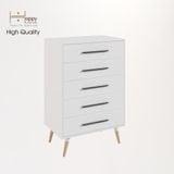 HAPPY FURNITURE , Tủ đụng đồ 5 ngăn chân gỗ chéo - OSRI , THK_023 ,  80cm x 50cm x 120cm 