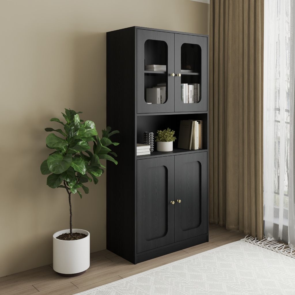  HAPPY FURNITURE , Tủ lưu trữ 4 cửa kính - NOAH , TCM_271 , 80cm x 40cm x 180cm DxRxC 
