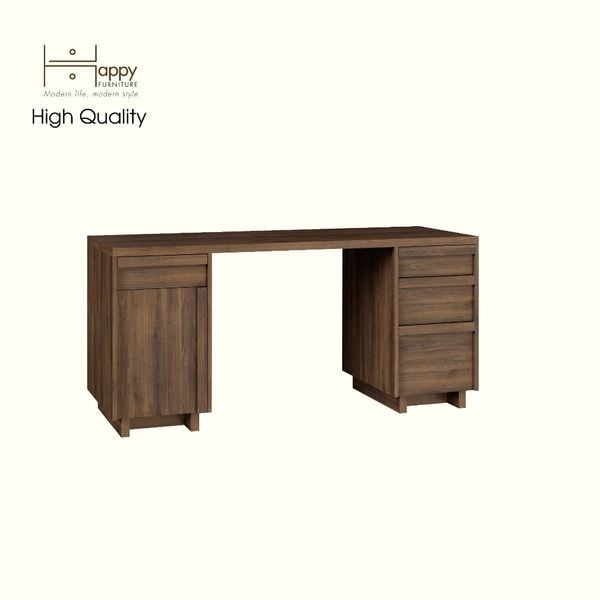 HAPPY FURNITURE , Bàn làm việc 4 ngăn kéo 1 cửa mở - MAVIS , BAN_079 , 160cm x 60cm x 75cm 