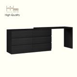  HAPPY FURNITURE , Tủ lưu trữ 6 ngăn kéo kết hợp bàn - VENNI , BAN_118 , 208cm x 45cm x 69cm DxRxC 