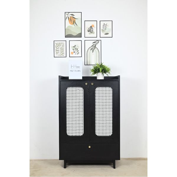  HAPPY FURNITURE , Tủ giày 2 cánh mây - MEYDAN , TCM_055 , 65cm x 34cm x 100cm 