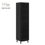  HAPPY FURNITURE , Kệ sách 6 tầng  cửa kính size nhỏ chân sắt - CATY , KSA_018 , 45cm x 40cm x 180cm 
