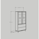  HAPPY FURNITURE , Kệ sách 6 tầng cửa kính 2 ngăn kéo chân sắt - CATY , KSA_019 , 90cm x 39cm x 180cm 