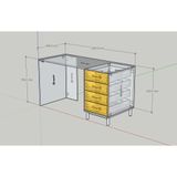  HAPPY FURNITURE , Bàn làm việc 4 ngăn kéo - LIVIK, BAN_141 BAN_142, 59cm x 75cm RxC 