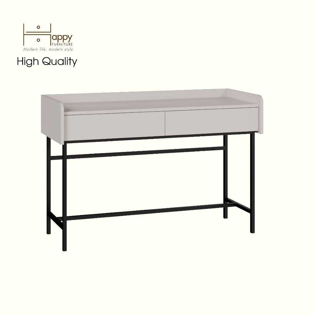  HAPPY FURNITURE , Bàn trang điểm 2 ngăn kéo chân sắt - LAVIA , BAN_086 , 120cm x 45cm x 80cm 