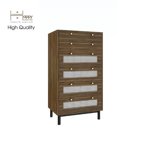  HAPPY FURNITURE , Tủ đựng đồ 6 ngăn kéo chân sắt - ROTAN , THK_128 , 60cm x 45cm x 112cm 