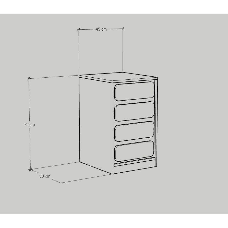  HAPPY FURNITURE , Tủ đựng đồ 4 ngăn kéo - SWEETY , THK_083 , 45cm x 50cm x 75cm 