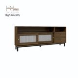  HAPPY FURNITURE , Tủ lưu trữ 2 cánh lùa 2 ngăn kéo chân sắt - ROTAN , TCL_032 , 160cm x 30cm x 64cm 