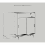 HAPPY FURNITURE , Tủ lưu trữ 3 ngăn cánh lùa chân sắt - LUCA , TCL_018 , 86cm x 36cm x 110cm 