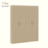  HAPPY FURNITURE , Kệ sách 6 tầng 8 cửa mở - CATY, KSA_079 , 160cm x 30cm x 202cm DxRxC 