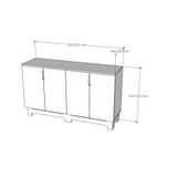  HAPPY FURNITURE , Tủ lưu trữ 4 cánh mở - MOLLY , TCM_105 , 140cm x 40cm x 82cm 