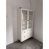  HAPPY FURNITURE , Kệ sách 6 tầng cửa kính 2 ngăn kéo chân sắt - CATY , KSA_019 , 90cm x 39cm x 180cm 