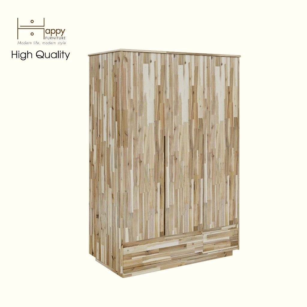  HAPPY FURNITURE ,  Gỗ tự nhiên, Tủ quần áo 3 cửa mở 2 ngăn kéo -  GALI , TCM_191  , 120cm x 59cm x 176cm 