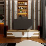  HAPPY FURNITURE , Kệ TV 4 ngăn kéo - PONIX , KTV_028 , 220cm x 40cm x 46cm 