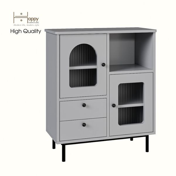  HAPPY FURNITURE , Tủ lưu trữ cửa kính 2 cửa mở Chân sắt - SISEEL , TLT_010 , 70cm x 32cm x 82cm 