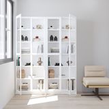  HAPPY FURNITURE , COMBO 2 kệ sách 6 tầng cửa kính - CATY , KSA_087 , 160cm x 30cm x 202cm DxRxC 