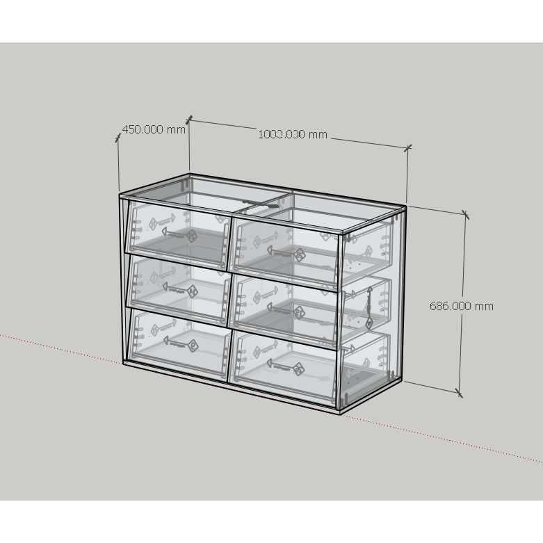  HAPPY FURNITURE , Tủ lưu trữ 6 ngăn kéo - CALYN , THK_314 , 100cm x 45cm x 69cm DxRxC 