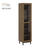  HAPPY FURNITURE , Kệ sách 6 tầng  cửa kính size nhỏ chân sắt - CATY , KSA_018 , 45cm x 40cm x 180cm 