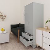  HAPPY FURNITURE , Tủ quần áo 2 cánh mở 2 ngăn kéo - MOLLY , TCM_106 , 76cm x 54cm x 176cm 