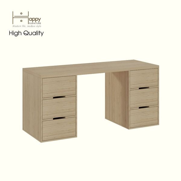  HAPPY FURNITURE ,Bàn làm việc 6 ngăn kéo - LAYLA , BAN_164 , 160cm x 59cm x 75cm DxRxC 
