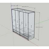  HAPPY FURNITURE , Tủ quần áo 4 cửa mở 2 ngăn kéo - HAPPI, TCM_233 , 180cm x 54cm x 180cm DxRxC 
